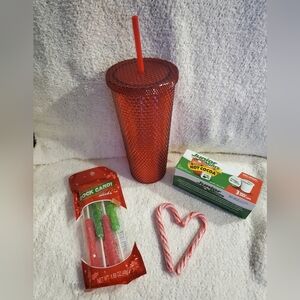 Red Christmas Tumbler to go Cup Gift Set
